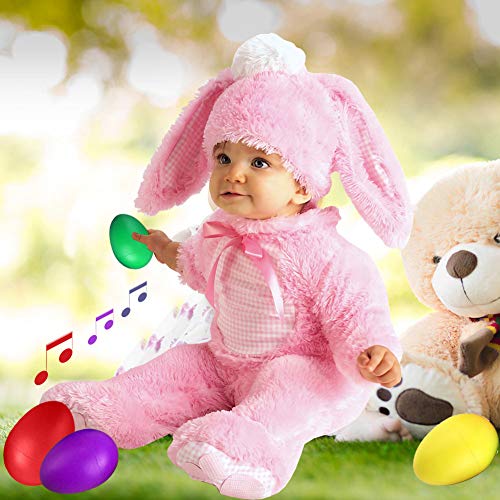 FFNIU 24Pcs Plastic Egg Shakers Maracas Toys Music Learning Eggs Percussion Musical Egg(6 Colors)