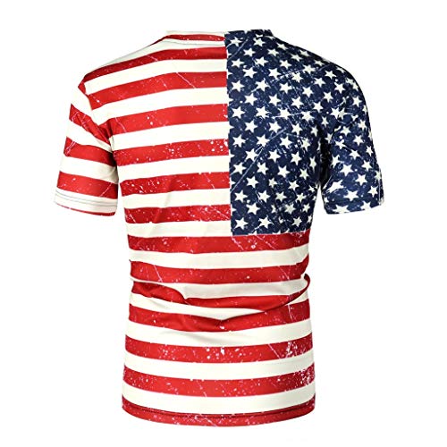 Men's Summer Tees Independence Day 3D Pattern Printing Short Sleeves T-Shirts Blouse Flag Patriotic Tops