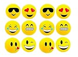 RIN Emoji Beach Balls Inflatable, Pool Birthday Party Toys, 12 Piece