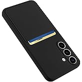 Karrint Designed for Samsung Galaxy S25 Case with Card Holder for Women Men Soft Liquid Silicone Cover [Microfiber Lining] Shockproof Slim for Samsung Galaxy S25 Wallet Case Black