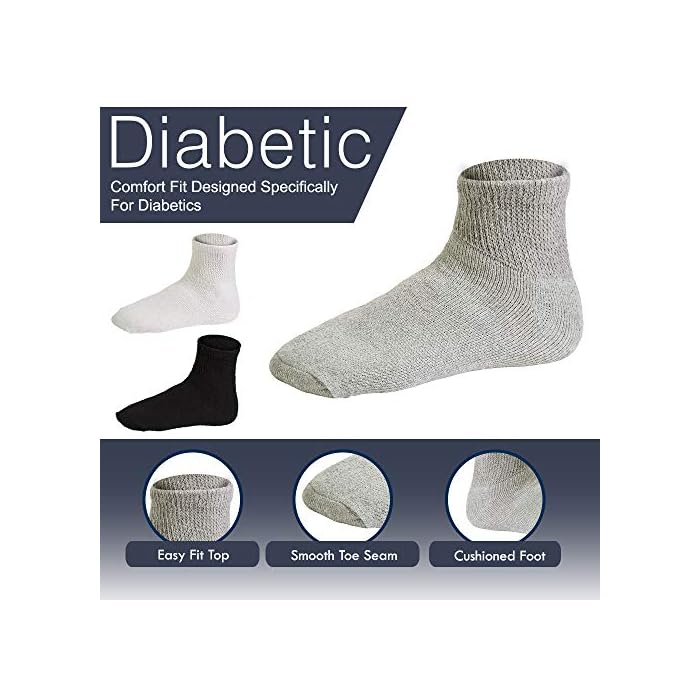 Debra Weitzner Non-Binding Loose Fit Sock - Non-Slip Diabetic Socks for Men and Women - Crew, Ankle 6Pk