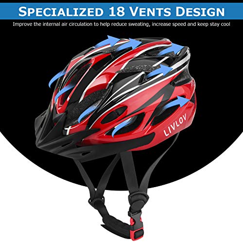 LIVLOV V1 Adult Bike Helmet 56-62CM with Visor, 18 Vents, Cycling Bicycle Helmets Adjustable Lightweight Youth Mens… - Image 7