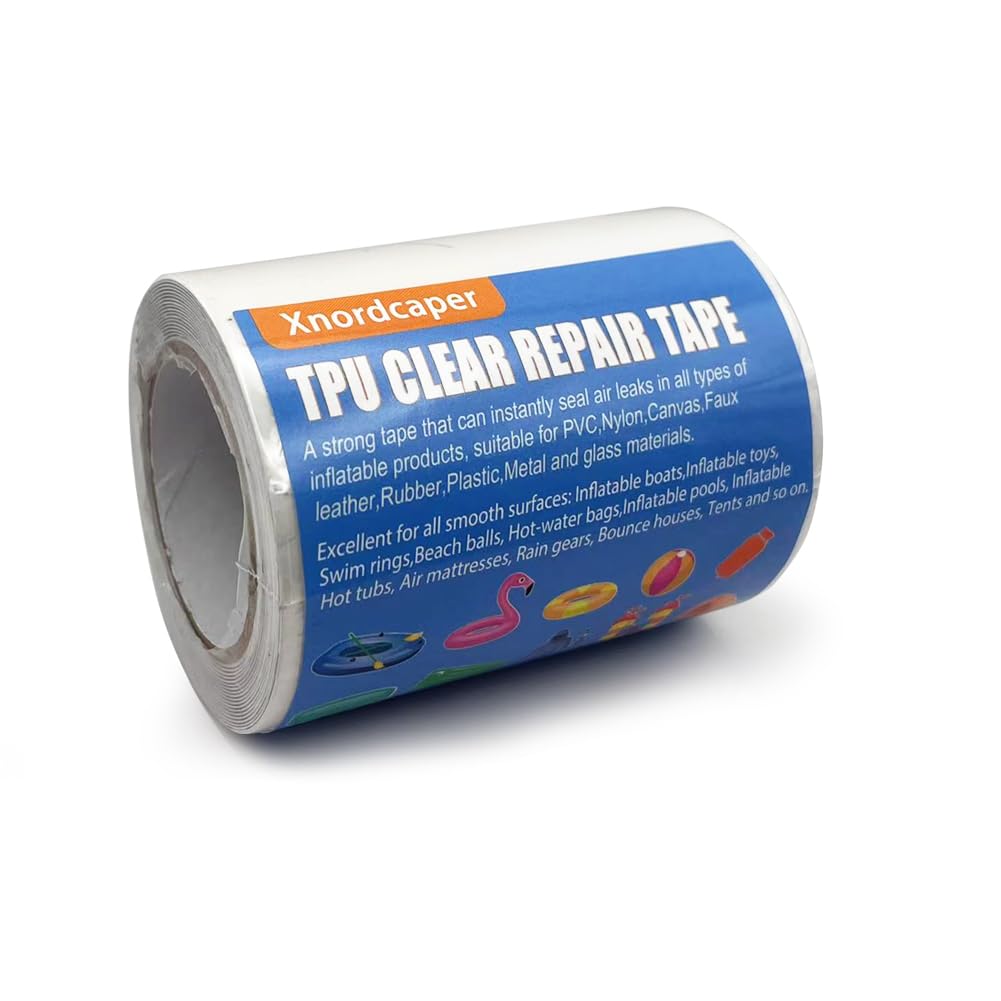 Xnordcaper Inflatables Repair Tape, Waterproof Transparent TPU Pool Patch Repair Tape for Air Mattress, Inflatable Boats, Pool Floats, Bounce Houses, Hot Tubs, Raincoats