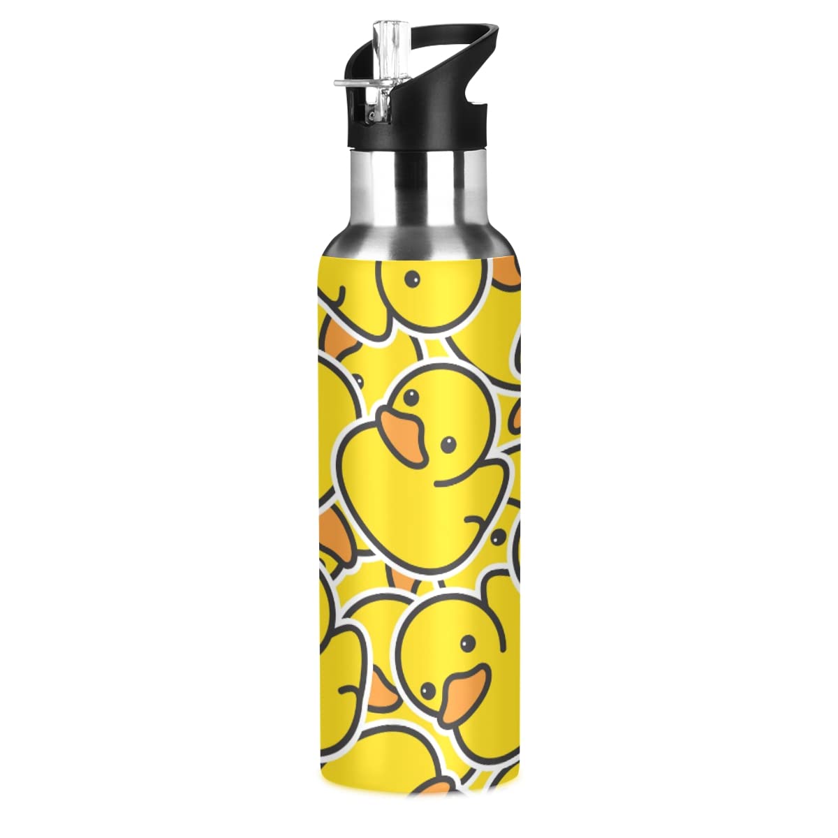 Mnsruu Little Yellow Duck Water Bottle Stainless Steel Vacuum Insulated Water Bottle Standard Mouth Bottle with Wide Handle