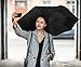 EEZ-Y Reverse Umbrella - Large, Inverted Umbrellas for Rain w/C-Shaped Non-Rust Handle for Men & Women, Windproof & Water Resistant - Jet Black