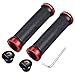 TOPCABIN Double Lock Bicycle Grips - Rubber Comfortable Handlebar Grips for Mountain BMX (Red Pair)