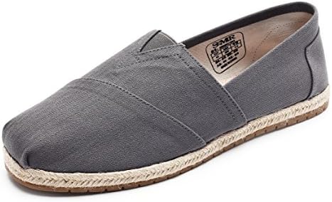 Mens Womens Loafers Classic Comfort Casual Canvas Slip On Shoes for Boys Guys Gray Size 9
