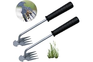 WPOZD Weed Puller Tool - 2PSC-4 Teeth Manganese Steel Forged Hand Weeder for Quick and Effective Weed Removal - Ideal for Vegetable Gardening and Farm Planting (15.7in)