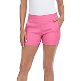 HDE Chino Shorts for Women 4" Inseam Elastic High Waisted Casual Summer Shorts