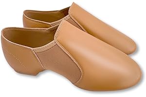 JRUZN Leather Jazz Shoes for Girls and Boys, Slip On, EVA Split Sole, Flexibility Dance Shoes (Toddler/Little Kid/Big Kid)