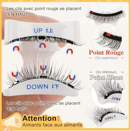 Magnetic False Eyelashes, Natural Reusable Magnetic Eyelashes with Applicator, No Glue Needed QUEWEL Magnetic False Eyelashes Easy to Wear and Remove with Instructions (Style-B-1 Pair)