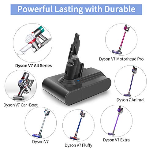 21.6V 3000mAh Li-ion Battery Replacement for Dyson V7 Dyson V7 Motorhead Pro V7 Trigger V7 Animal V7 Car+Boat Dyson Vacuum Cleaner - with 2 Pack Free Dyson Filter