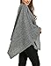 Meaneor Women Casual O-Neck Solid Knit Cloak Asymmetric Wrap Poncho Topper Pullover Sweater
