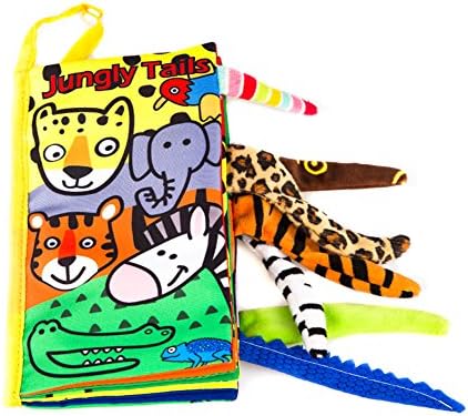 Leeotia Jungly Animal Tail Cloth Books/Fabric Activity Crinkle Book, Handmade Educational Toys for Baby, 1 Year Old, Gift for BABIES/Toddler