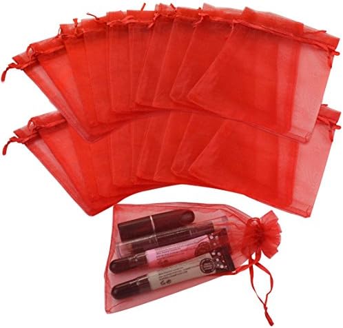 100pcs Organza Bags-Tojwi 3.54"x4.33" Drawstring Pouches Jewelry Candy Gift Favor Bag for Party Wedding Storage Bags(9x11cm, Red)