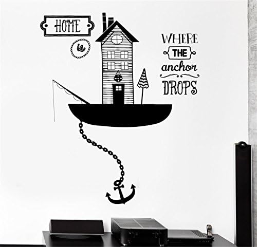 Negativ Wall Decal Home Is Where Anchor Drops Vinyl Removable Mural Art Decoration Stickers for Home Bedroom Nursery Living Room Kitchen