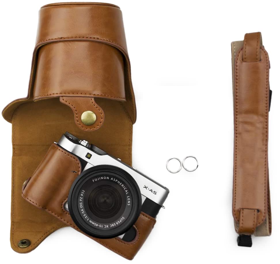 kinokoo X-A3/X-A5 /X-A7/X-A10 Case PU Leather Camera Case for Fuji X-A3/X-A5 /X-A7/X-A10 with 16-50mm Lens Camera and Adjustable Shoulder Strap (Brown)