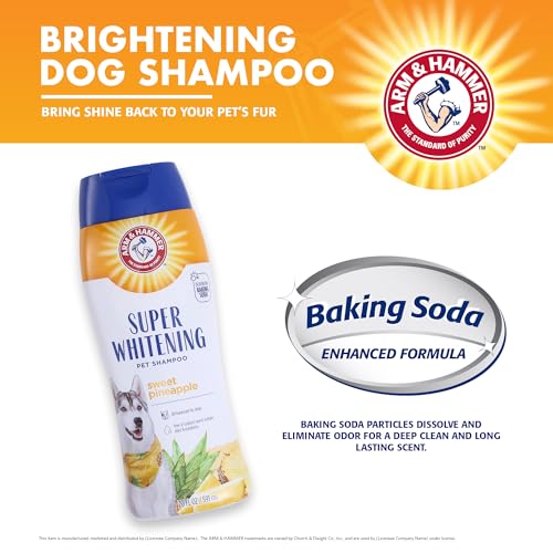 ARM & HAMMER FOR PETS BRIGHTENING DOG SHAMPOO, 20OZ SWEET PINEAPPLE SCENT | PROFESSIONAL QUALITY DOG WHITENING SHAMPOO, FREE OF SODIUM LAURYL SULFATE & PARABENS | ARM & HAMMER DOG SHAMPOOS