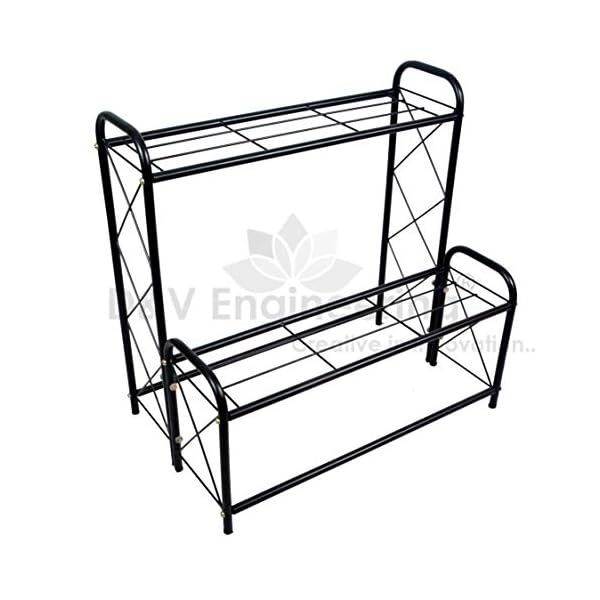 D&V ENGINEERING - Creative in innovation Metal 2 Tier Step Type Plant Stand, Black, 26 inch, 1 Piece - Image 7