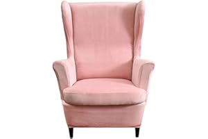 HAOYONG Velvet Wingback Armchair Covers 2-Piece Elastic Stretch Wingback Chair Sofa Slipcover Soft Wingback Chair Slipcover Washable Armchair Protector Cover for Living Room Wedding and Party