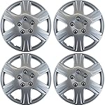 Hubcaps for Toyota Corolla (Pack of 4) Wheel Covers - 15 Inch, 5 Spoke, Snap On, Silver