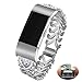 Kaleidoc Bands Compatible Fitbit Charge 2 - Metal Replacement Wristband with Premium Rhinestone Crystals, Adjustable Classy Bracelet Strap Compatible Fitbit Charge 2 Bands