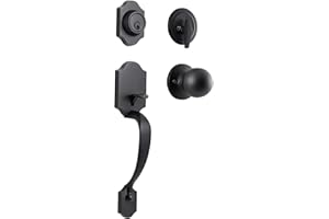 GUA OYH Front Door Handle Matte Black Door Lock Set with Single Cylinder Deadbolt and Door Knob Front Entry Handle Set (L36158-B-S122)