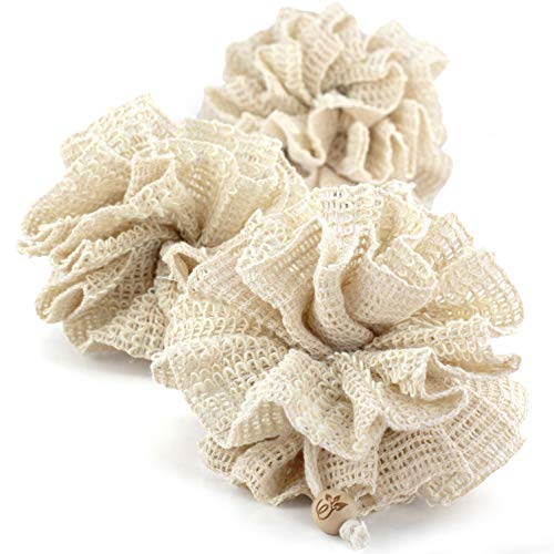 EVOLATREE Bath & Shower Loofah Sponge - Eco Friendly Natural Exfoliating Body Scrubber - 3 Pack