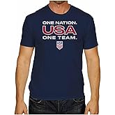 The Victory Officially Licensed Unisex Adult US National Soccer Team One Nation One Team Slogan Short Sleeve T-Shirt (USA National Team - Navy, Medium)
