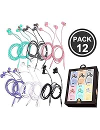 YOOKIE   Auriculares in ear con micrófono estéreo de graves profundos, duraderos, para iOS, Android, smartphones paquete de de 12