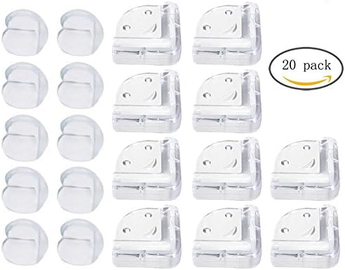ZERVIOE 20 PCS Baby Safety Clear Furniture Corner Guards, Corner Protectors with 3M Adhesive, L-Shaped &amp; Ball-Shaped