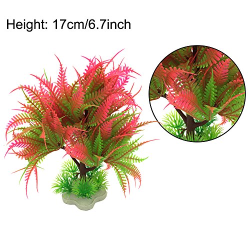 Pietypet Artificial Aquatic Plants, Large Aquarium Plants Plastic Fish Tank Decorations, 7PCS Red and Green