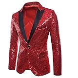 Toimothcn Charm Men's Sequin Casual One Button Fit