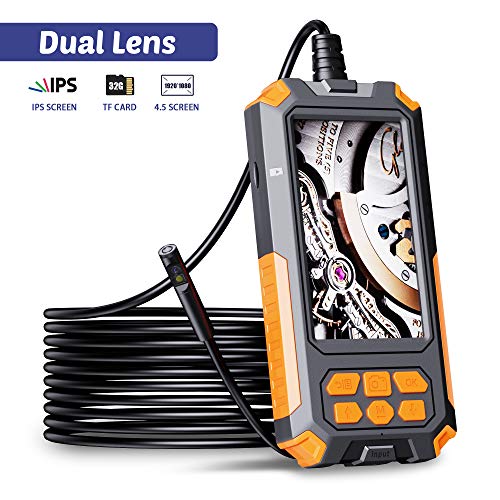 Dual Kameras Endoskopkamera, Doppelkamera Dual Lens 4,5 Zoll IPS Bildschirm Endoskop, 8+1 Einstellbaren LED-Licht…