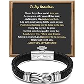 Gift for Men Black Braided Leather Infinity Bracelet for Men Dad Husband Boyfriend Son Grandson Brother Nephew Uncle Forever Linked Together Stainless Steel Engraved with Love You Forever Jewelry 7.5|8.5|9 Inches