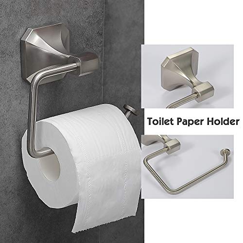 Gricol 4-Piece Bathroom Hardware Brushed Nickel Stainless Steel Accessory Set Towel Bar Wall Mounted