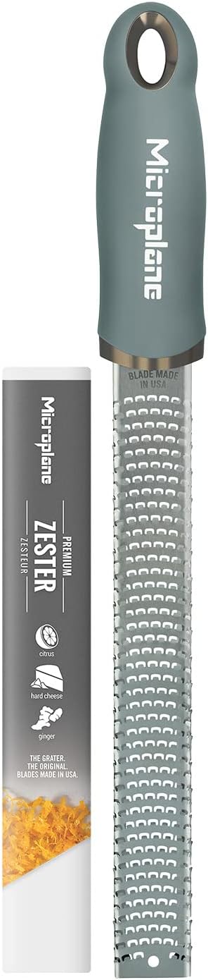 Microplane Zester Grater in Eucalyptus Green - Fine Stainless Blade USA Made