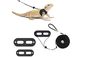 CYHAEN Bearded Dragon Leash and Harness Set,Lizard Leash Bearded Dragon，3 Size Pack Adjustable Small Animal Harness for Reptile and Small Pet(Upgraded Black)