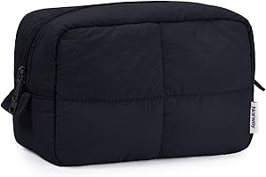 Narwey Travel Makeup Bag Cosmetic Bag, Cute Puffer Make Up Bags Women, Quilted Makeup Organizer Pouch, Toiletry Bag Women Toi