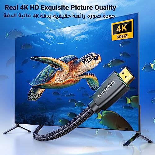 UGREEN 0.5M HDMI Cable 4K HDMI 2.0 18Gbps High-Speed 4K@60Hz Video Wire Ultra HD 3D 4K Cord Braided Compatible with MacBook Pro UHD TV Nintendo Switch Xbox Playstation PS5/4 PC Laptop