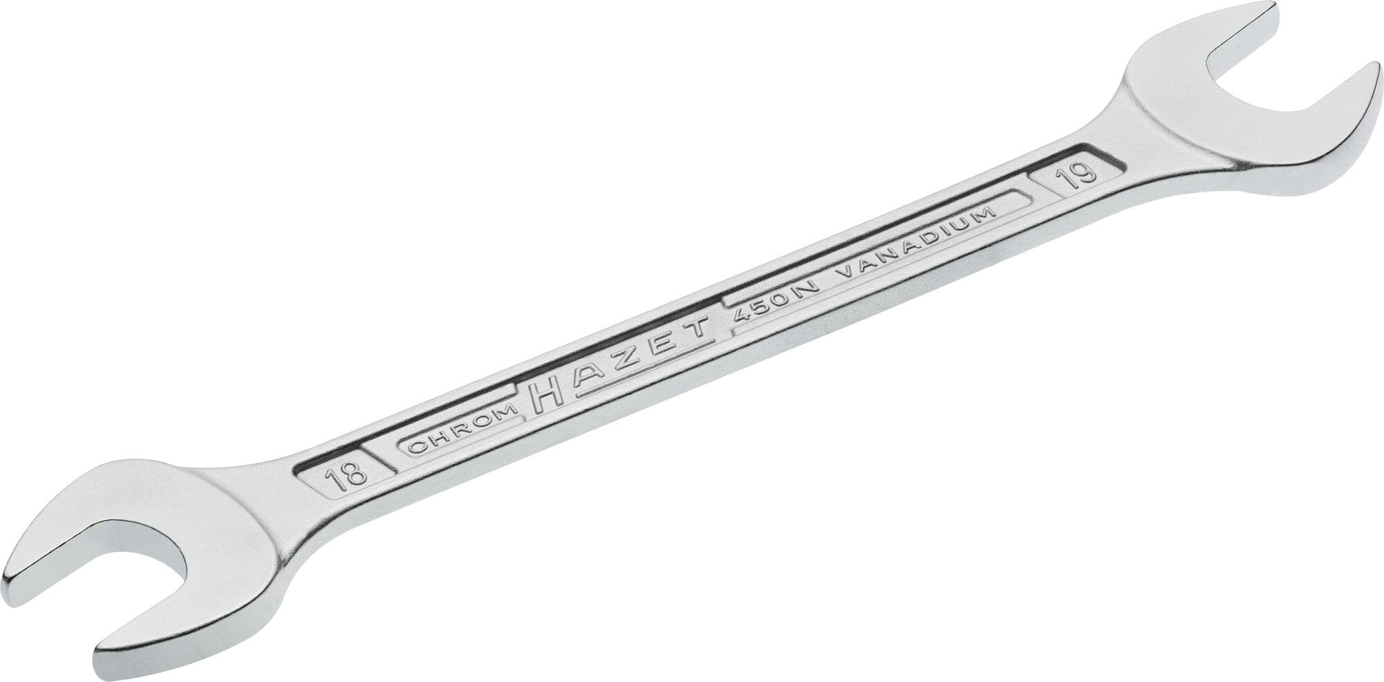 HAZET 450N-18X19 221.2 mm Hexagon Profile Double Open-End Wrench - Chrome-Plated