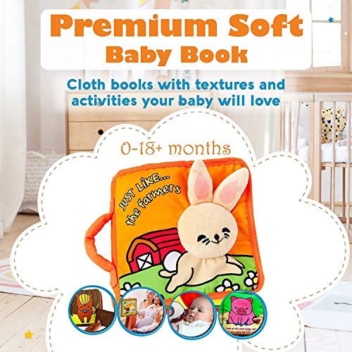 ToBe ReadyForLife Soft Baby Book First Year, Cloth Bunny Book Crinkle