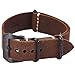 Carty Replacement Watch Band Strap Vintage Handmade Crazy Horse Leather Zulu NATO 22mm Dark Brown