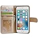 Arae Case for iPhone 6s / iPhone 6, Premium PU Leather Wallet case [Wrist Strap] Flip Folio [Kickstand Feature] with ID&Credit Card Pockets for iPhone 6s / 6 4.7 inch (Champagne Gold)