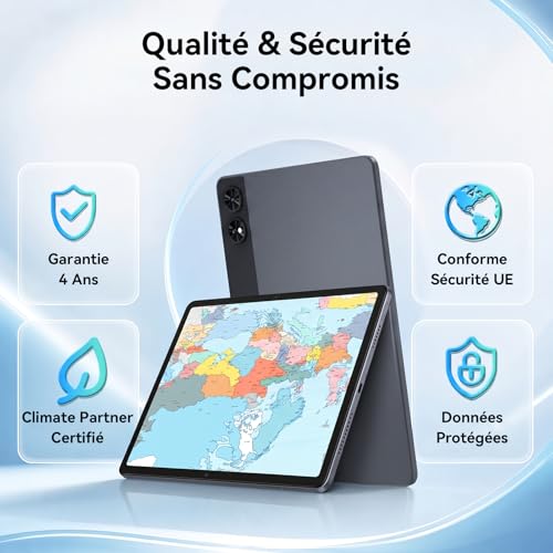 TABWEE Android 16 Tablette avec Clavier - Tablette 12 Pouces, 48 Go+256 Go, 10000 mAh, 16 MP+8 MP, 1600 * 2400 QHD+, Widevine L1, Gemini AI 3.1 Pro, GPS Intégré, Tablette 4G LTE (Garantie de 4 Ans)
