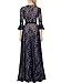MISSMAY Women's Vintage Full Lace Contrast Bell Sleeve Formal Long Dress