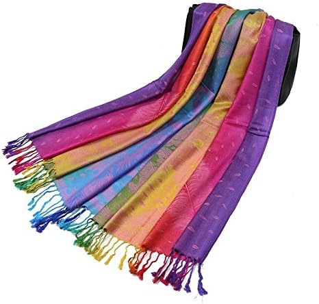 JOVANAS (TM) Women's Fashion Winter Warm Knitted Large Blacket Shawl Scarves with Peacock feather design (Purple)