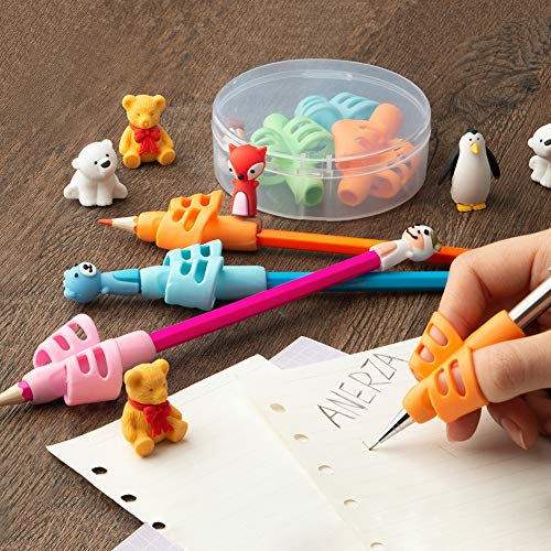 Pencil Grips,ANERZA Pencil Grips for Kids Handwriting,Writing Aid Grip for Preschoolers,Silicone Ergonomic Writing Tool for Children,Adults or Special Needs Lefty or Righty (6pcs)