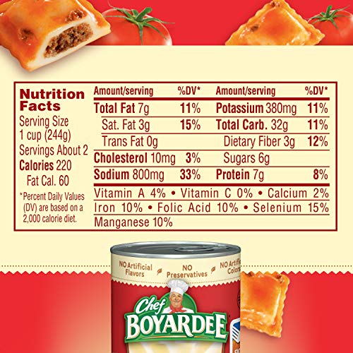 CHEF BOYARDEE MINI BEEF RAVIOLI, MICROWAVE PASTA, CANNED FOOD, 15 OZ.