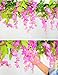 Felice Arts 2 Pcs Artificial Flowers 6.6ft/piece Silk Wisteria Ivy Vine Green Leaf Hanging Vine Garland for Wedding Party Home Garden Wall Decoration (Rose Red)